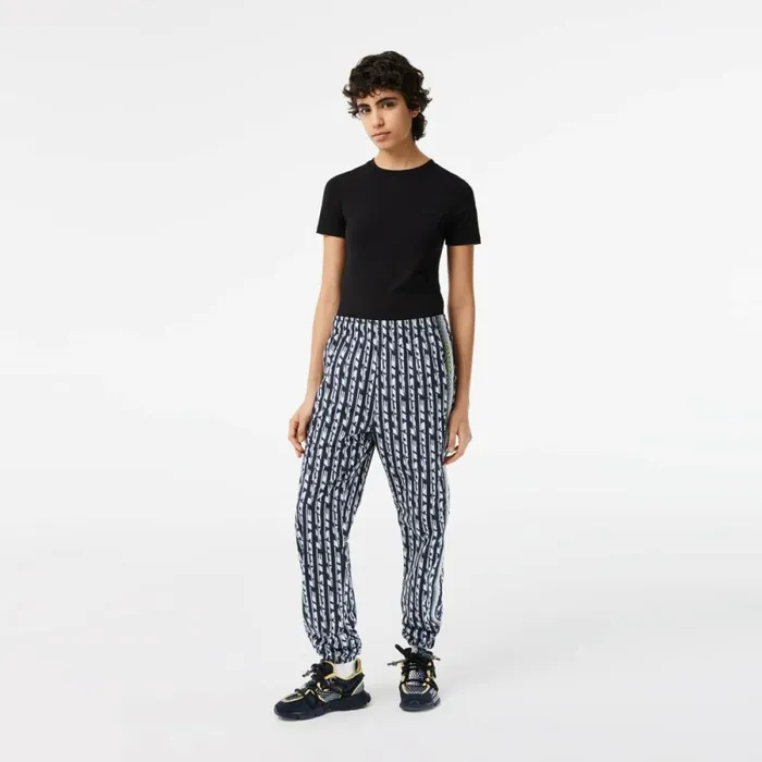 Pants and Leggings Women Lacoste Womens Logo Print Joggers Black Blue White Zi8