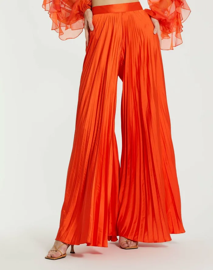 Pants Pleated Charmeuse Wide Leg Pants Sunset 8211 Mac Duggal Women