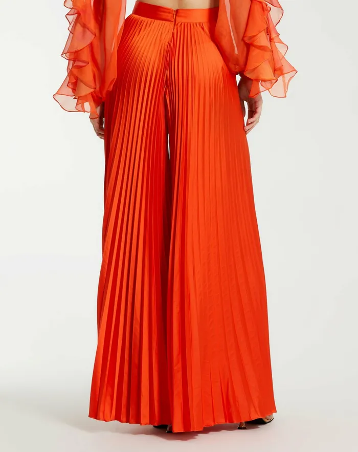 Pants Pleated Charmeuse Wide Leg Pants Sunset 8211 Mac Duggal Women