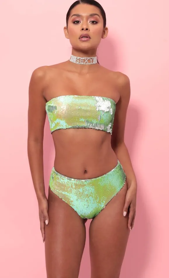 Party Sequin Swim Set Lime Green Women LUCY IN THE SKY Swimwear Party Sequin Swim Set Lime Green Women LUCY IN THE SKY Swimwear