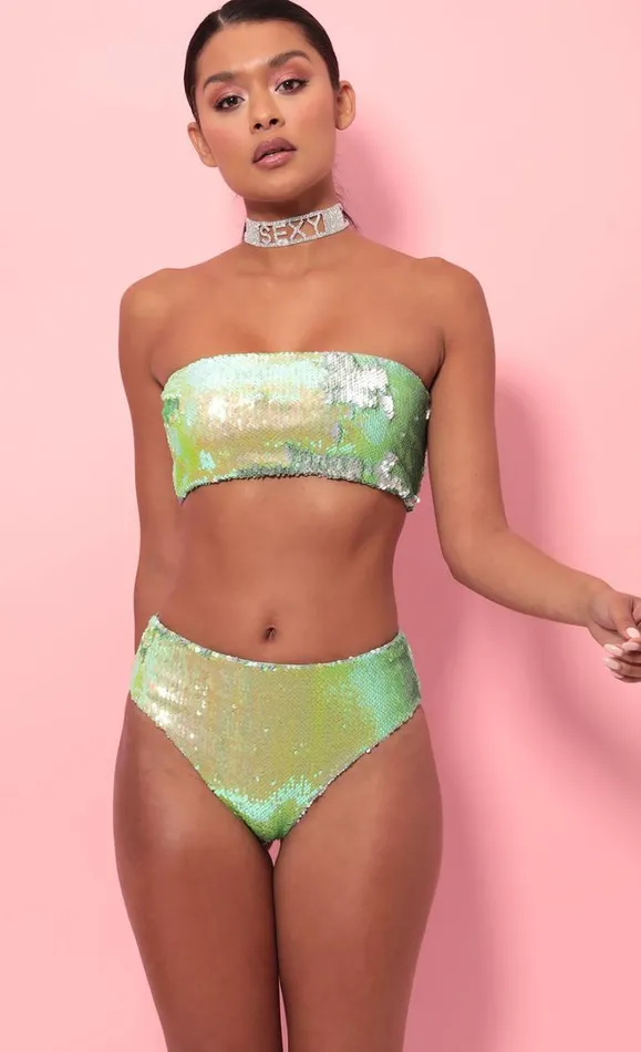 Party Sequin Swim Set Lime Green Women LUCY IN THE SKY Swimwear Party Sequin Swim Set Lime Green Women LUCY IN THE SKY Swimwear
