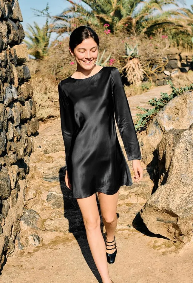 Patrice Black Satin Mini Dress Women Ciao Lucia Mini Dresses
