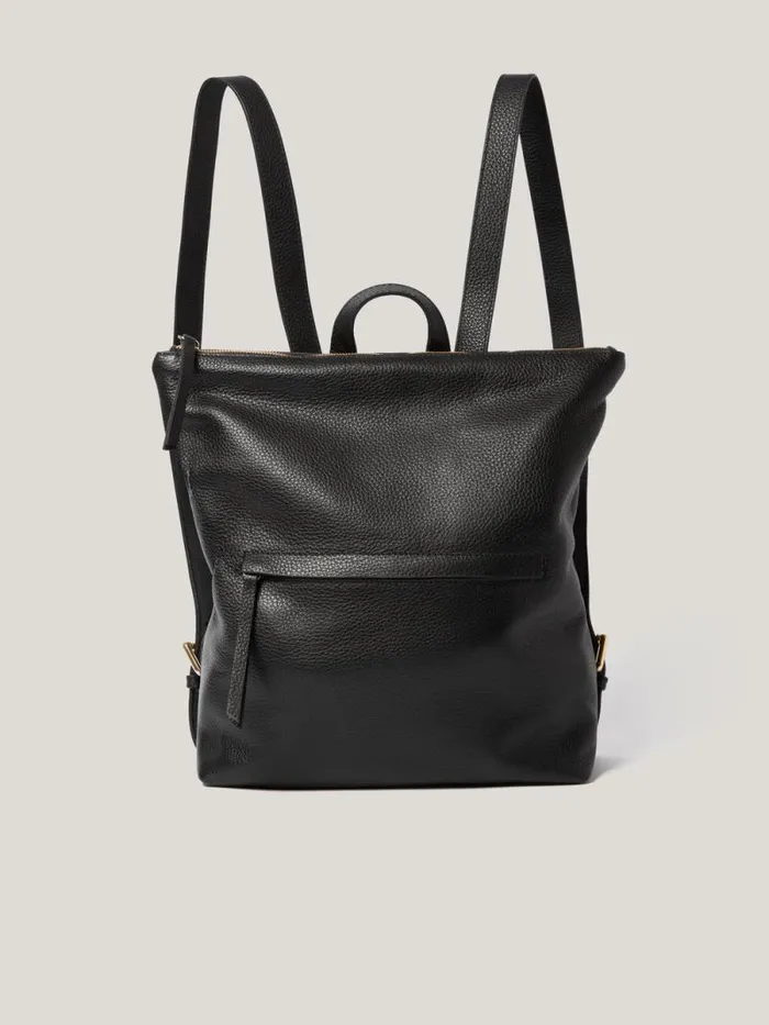 Pebble Leather Backpack Black Women Jigsaw Leather