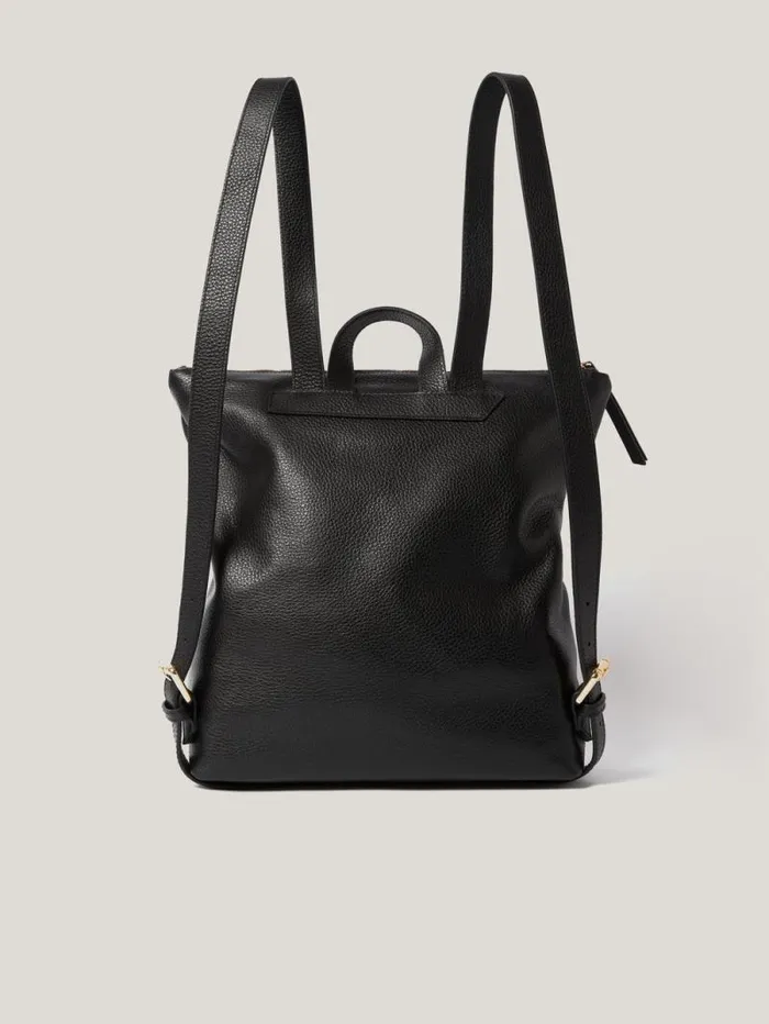Pebble Leather Backpack Black Women Jigsaw Leather