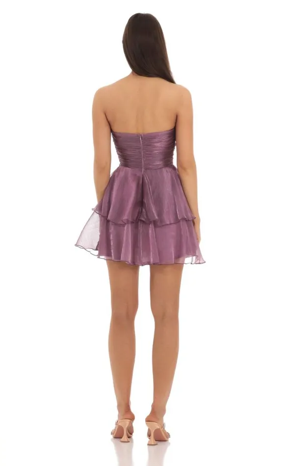 Petal Ruffle Strapless Dress Purple Women LUCY IN THE SKY Mini Dresses Petal Ruffle Strapless Dress Purple Women LUCY IN THE SKY Mini Dresses