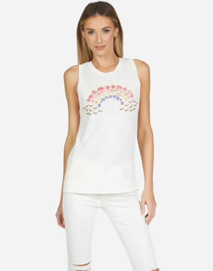 Peyton Fruit Rainbow Ivory Lace Women Lauren Moshi Tanks