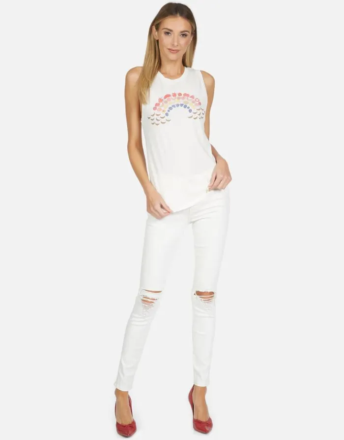 Peyton Fruit Rainbow Ivory Lace Women Lauren Moshi Tanks