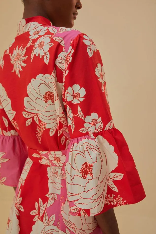 Pink Soft Garden Short Sleeve Mini Dress Women FARM Rio Mini Dresses