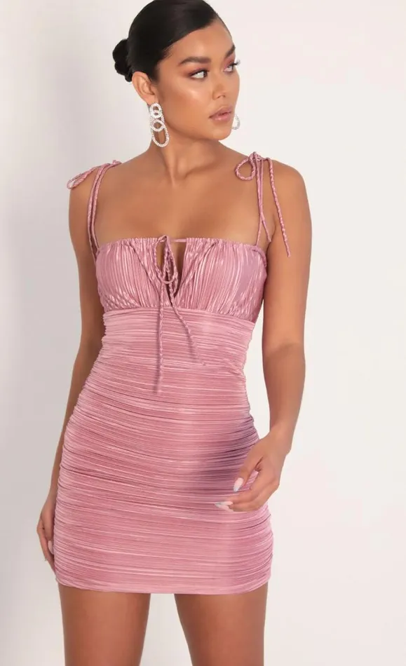 Pleated Satin Dress Mauve Women LUCY IN THE SKY Mini Dresses Pleated Satin Dress Mauve Women LUCY IN THE SKY Mini Dresses