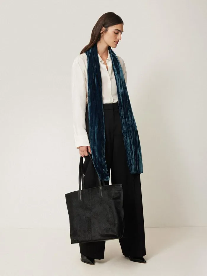 Plisse Velvet Scarf Teal Women Jigsaw Ponchos and Scarves