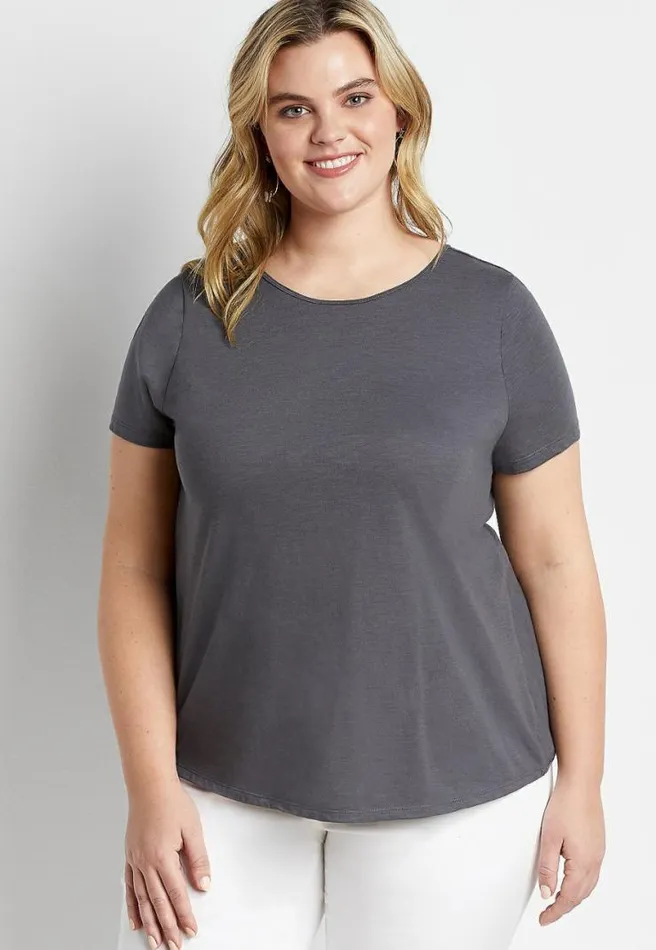 Plus Size 247 Gray Knot Back Tee Women Maurices Plus Tops