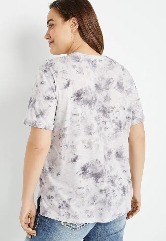 Plus Size 247 Gray Tie Dye Oversized Boyfriend Tee Women Maurices Plus Tops