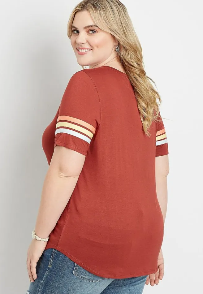 Plus Size 247 Red Lace Up Retro Tee Women Maurices Plus Tops