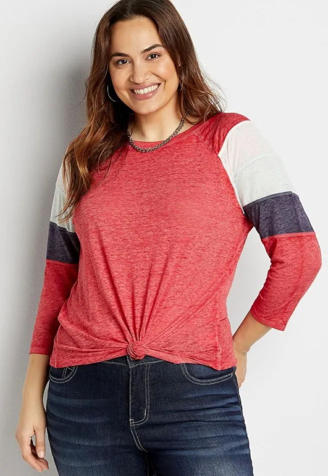 Plus Size 247 Striped Baseball Tee Women Maurices Plus Tops
