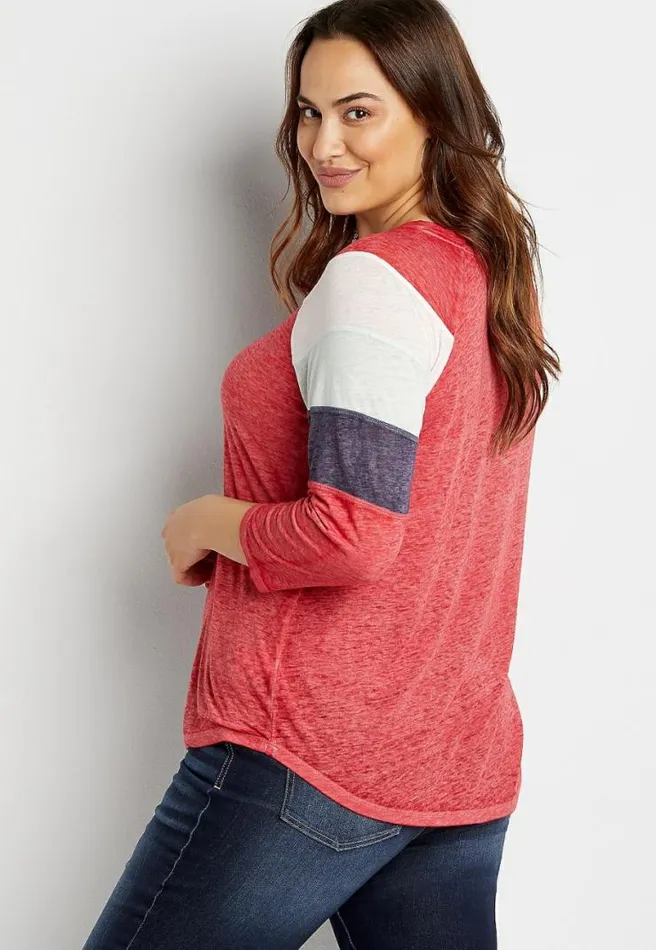 Plus Size 247 Striped Baseball Tee Women Maurices Plus Tops