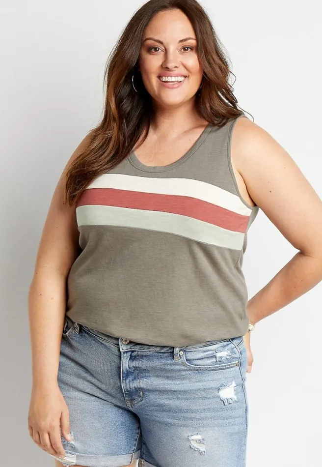 Plus Size 247 Striped Classic Tank Top Women Maurices Plus Tops