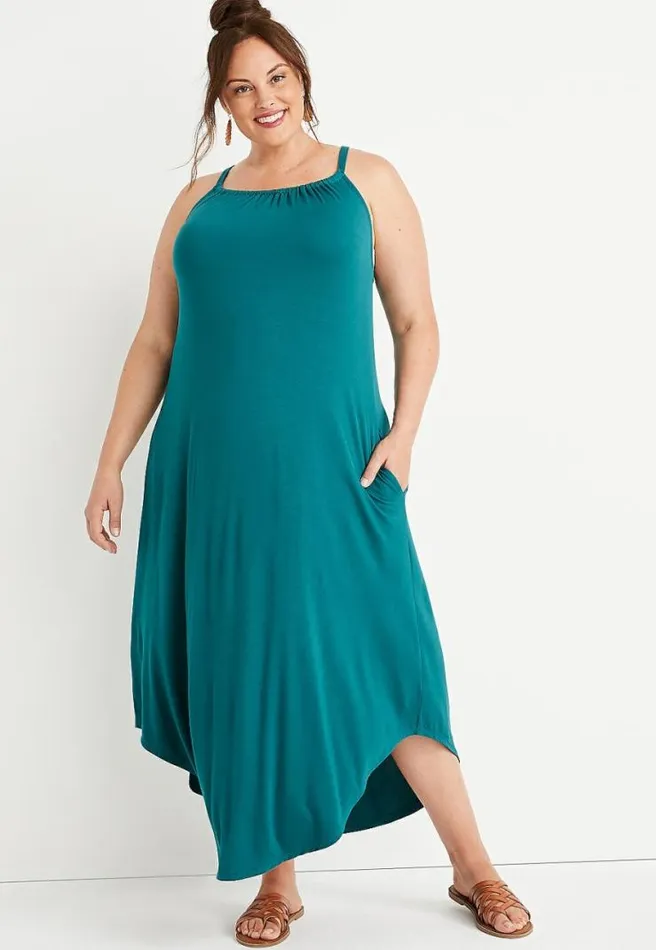 Plus Size 247 Teal Halter Neck Maxi Dress Women Maurices Plus Dresses and Jumpsuits