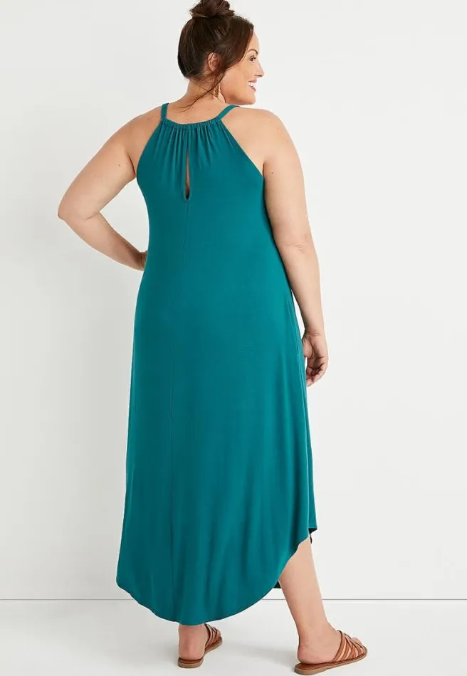 Plus Size 247 Teal Halter Neck Maxi Dress Women Maurices Plus Dresses and Jumpsuits