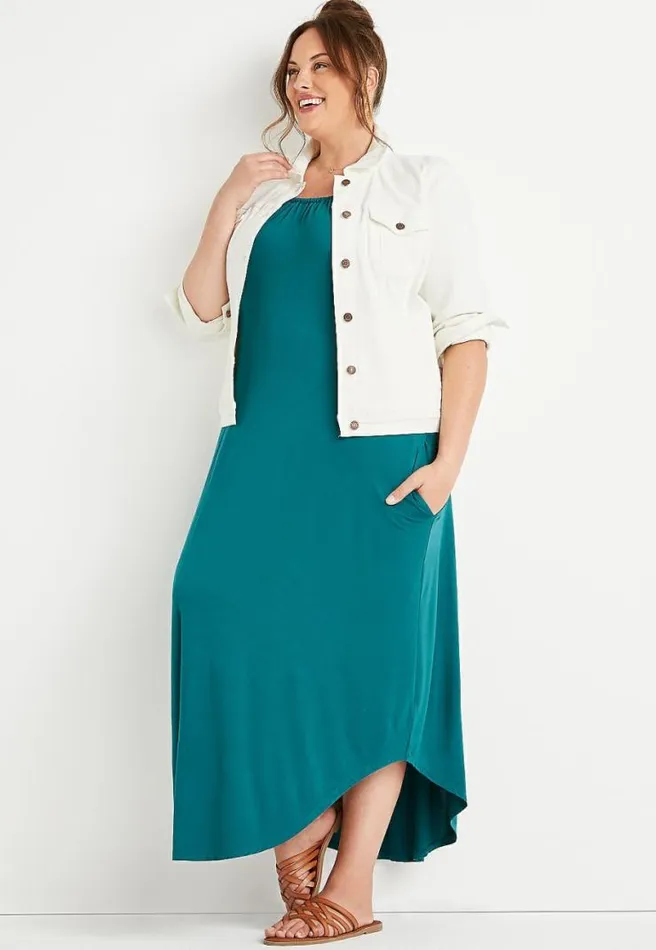 Plus Size 247 Teal Halter Neck Maxi Dress Women Maurices Plus Dresses and Jumpsuits