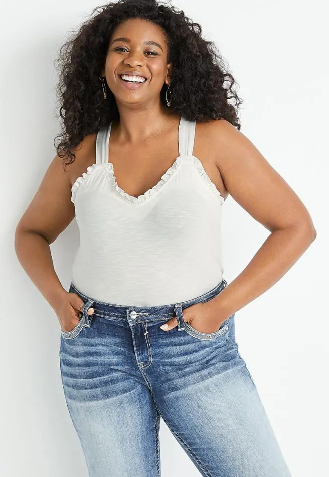 Plus Size 247 White Ruffle Tank Top Women Maurices Plus Tops