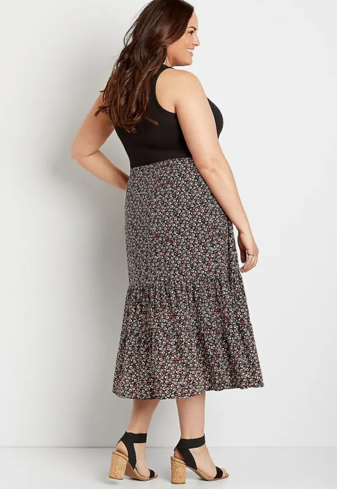 Plus Size Ditsy Floral Midi Skirt Women Maurices Plus Bottoms