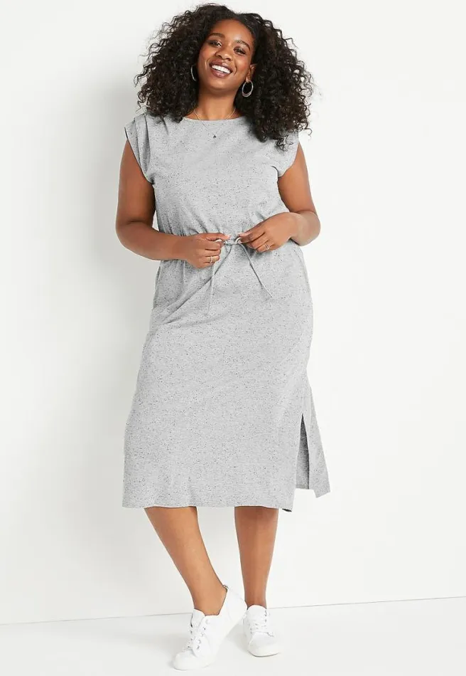 Plus Size Gray 247 Boyfriend Midi Dress Women Maurices Plus Dresses and Jumpsuits