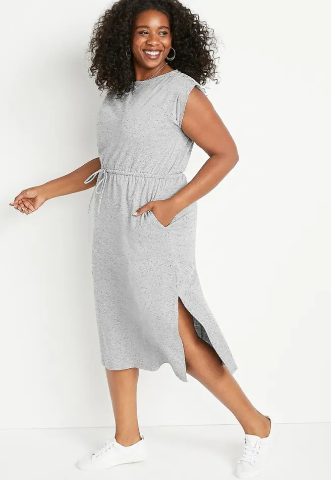 Plus Size Gray 247 Boyfriend Midi Dress Women Maurices Plus Dresses and Jumpsuits