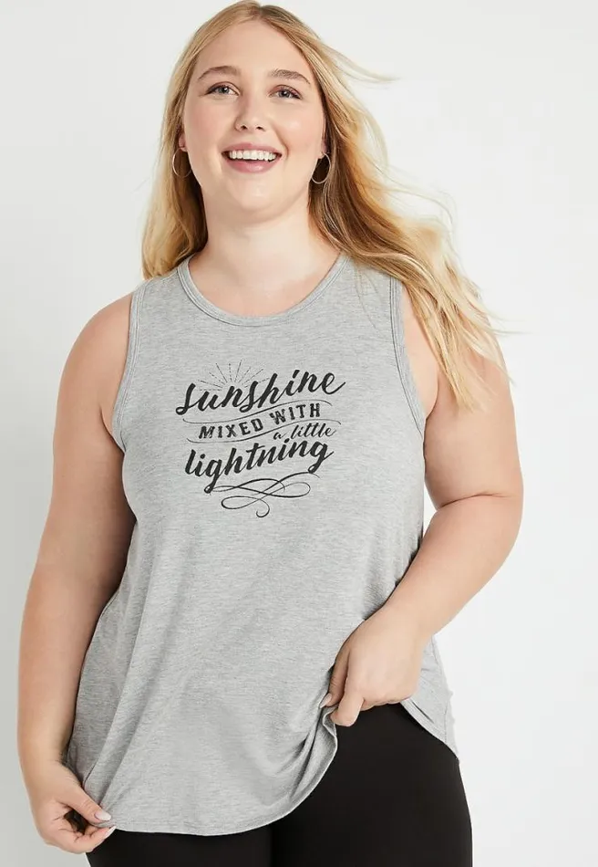 Plus Size Gray Sunshine Graphic Tank Top Women Maurices Plus Tops