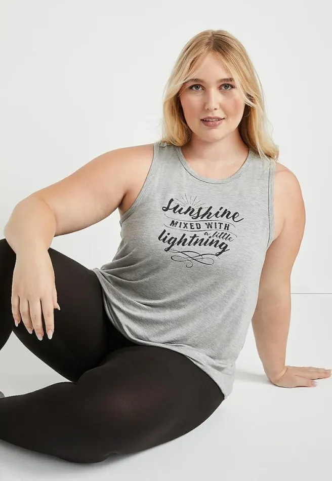 Plus Size Gray Sunshine Graphic Tank Top Women Maurices Plus Tops