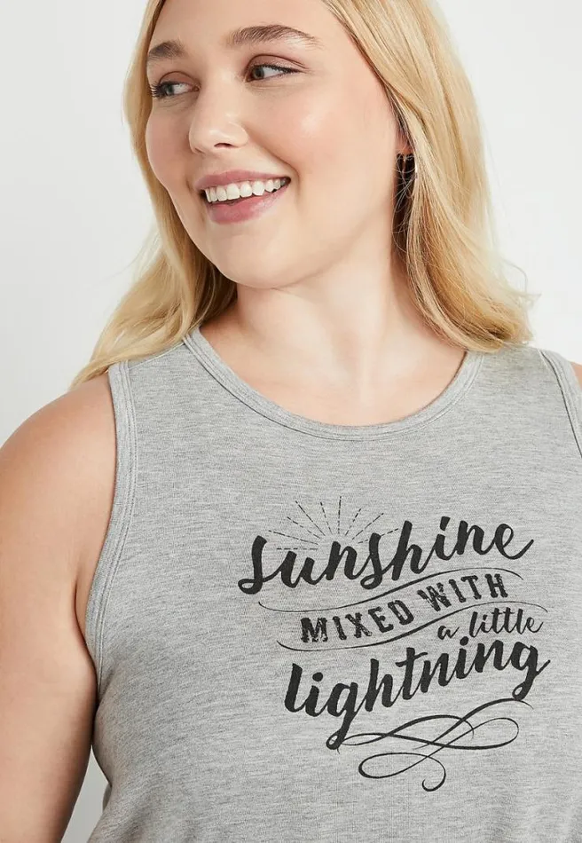 Plus Size Gray Sunshine Graphic Tank Top Women Maurices Plus Tops