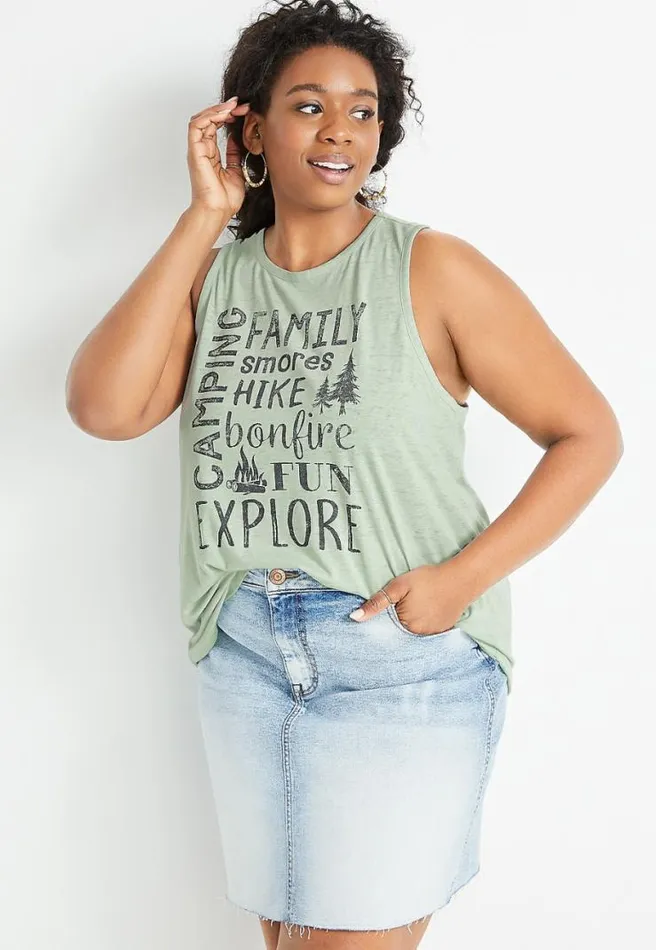 Plus Size Green Camping List Graphic Tank Top Women Maurices Plus Tops
