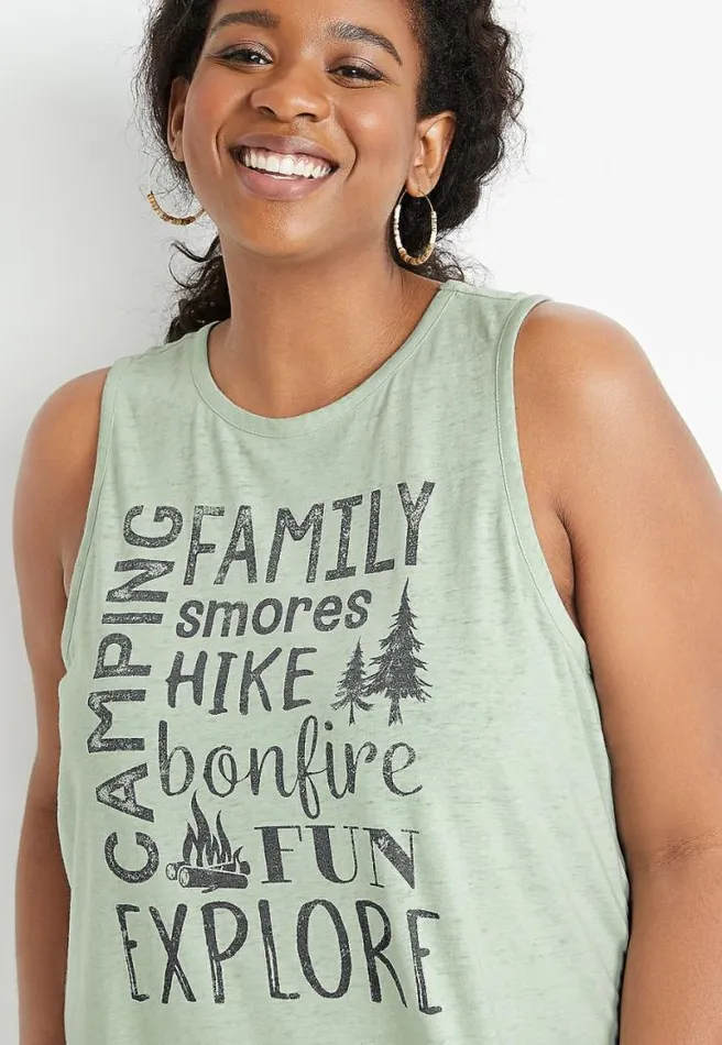 Plus Size Green Camping List Graphic Tank Top Women Maurices Plus Tops