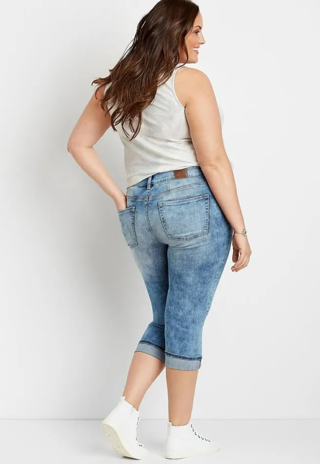 Plus Size Medium Wash Marble Capri Women Maurices Plus Bottoms