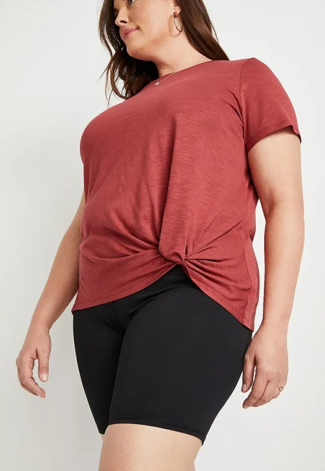 Plus Size Red Front Knot Short Sleeve Top Women Maurices Plus Tops