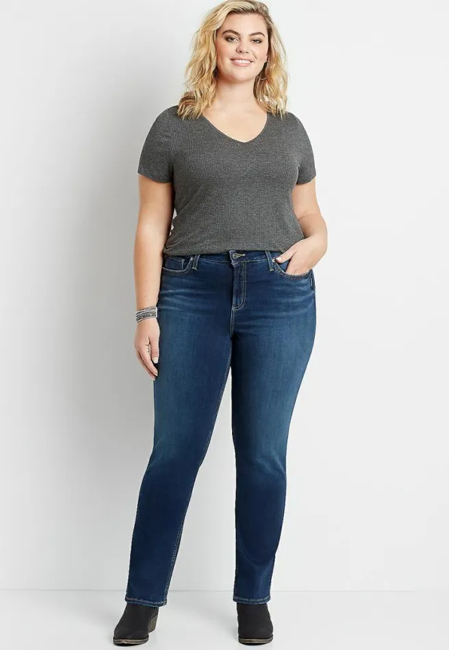 Plus Size Silver Jeans Co Avery High Rise Dark Wash Straight Leg Jean Women Maurices Plus Jeans