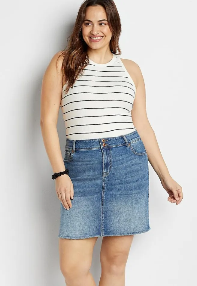 Plus Size Vintage High Rise Denim Skirt Women Maurices Plus Bottoms
