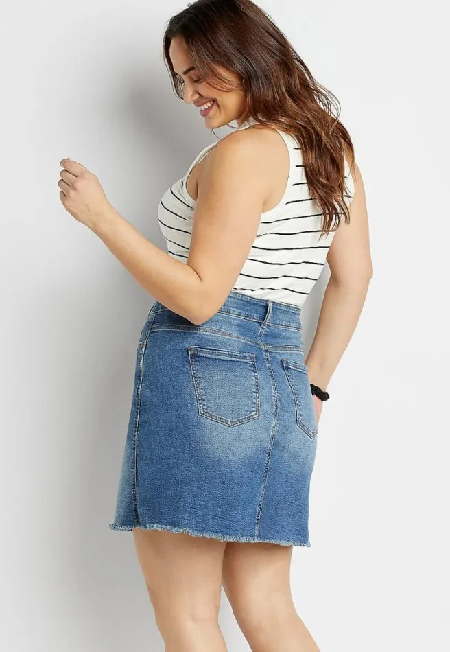 Plus Size Vintage High Rise Denim Skirt Women Maurices Plus Bottoms