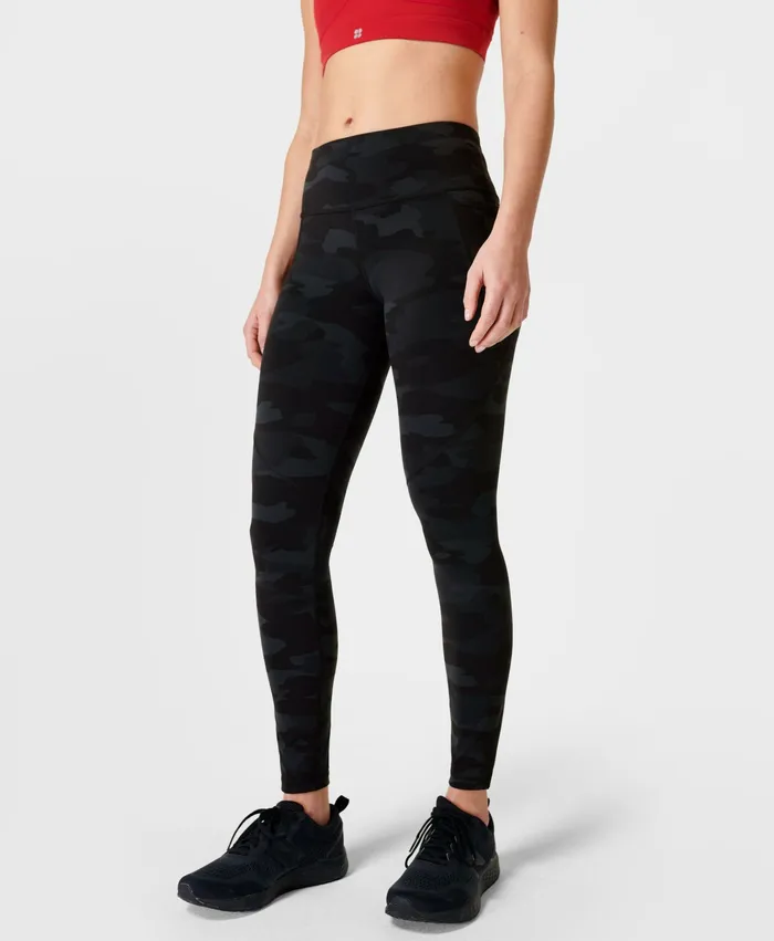 Pocketed Women Sweaty Betty Power Gym Leggings Ultra Black Camo Print