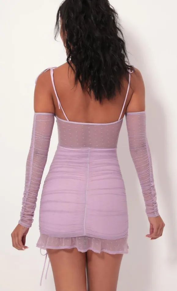 Polka Dot Mesh Cutout Dress Lilac Women LUCY IN THE SKY Mini Dresses Polka Dot Mesh Cutout Dress Lilac Women LUCY IN THE SKY Mini Dresses