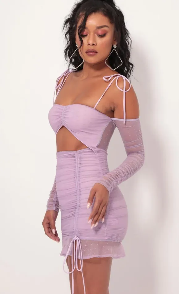 Polka Dot Mesh Cutout Dress Lilac Women LUCY IN THE SKY Mini Dresses Polka Dot Mesh Cutout Dress Lilac Women LUCY IN THE SKY Mini Dresses
