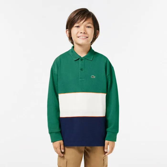 Polos Kids Lacoste Kids039 Long Sleeve Cotton Piqu Colorblock Polo Green Orange White Navy Blue P2i Polos Kids Lacoste Kids039 Long Sleeve Cotton Piqu Colorblock Polo Green Orange White Navy Blue P2i