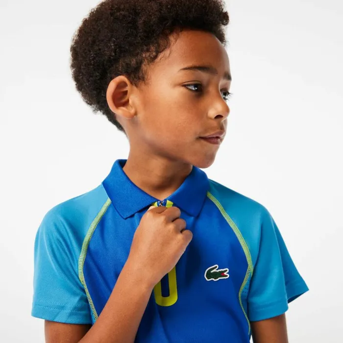 Polos Kids Lacoste Kids039 UltraDry Tennis Polo Blue Yellow Aw9