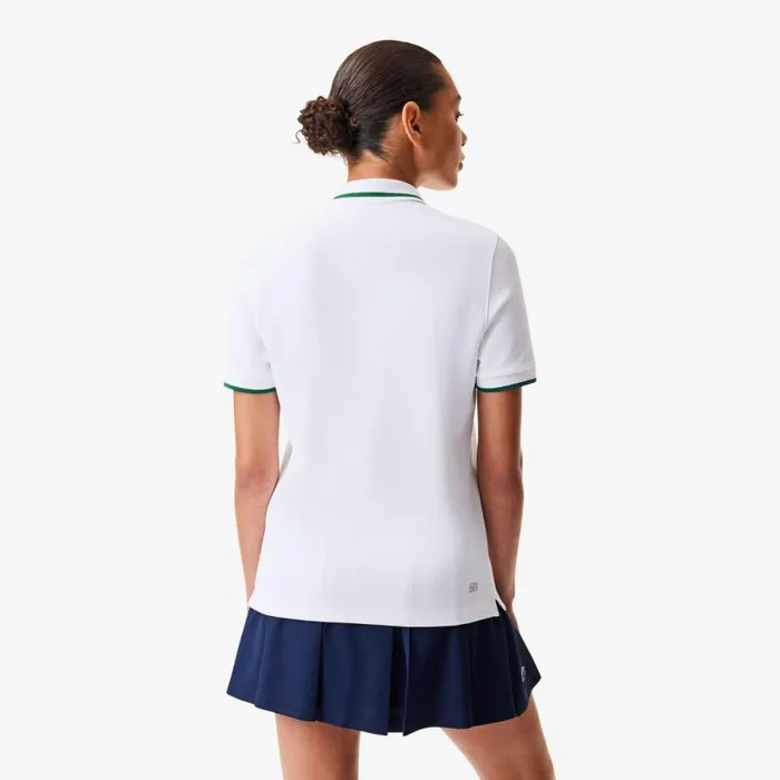 Polos Women Lacoste Women039s Sport Contrast Collar Piqu Polo White Green 3b7