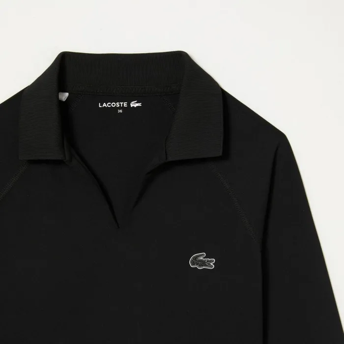 Polos Women Lacoste Womens Long Sleeve Cropped Polo Shirt Black 031