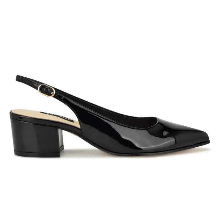 Prepp Block Heel Slingback Pumps Black Patent Women Nine West Heels