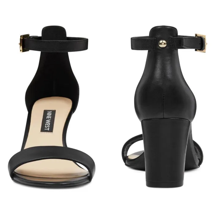Pruce Ankle Strap Block Heel Sandals Black Leather Women Nine West Sandals Pruce Ankle Strap Block Heel Sandals Black Leather Women Nine West Sandals