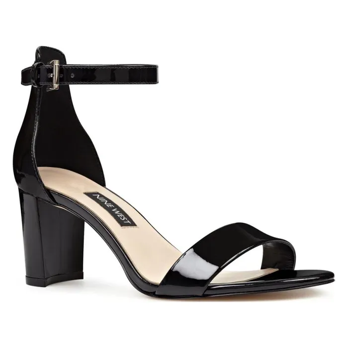 Pruce Ankle Strap Block Heel Sandals Black Patent Women Nine West Sandals Pruce Ankle Strap Block Heel Sandals Black Patent Women Nine West Sandals