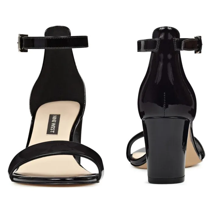 Pruce Ankle Strap Block Heel Sandals Black Patent Women Nine West Sandals Pruce Ankle Strap Block Heel Sandals Black Patent Women Nine West Sandals