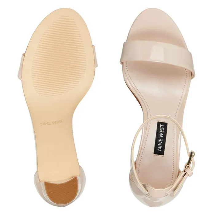 Pruce Ankle Strap Block Heel Sandals Cashmere Patent Women Nine West Heels Pruce Ankle Strap Block Heel Sandals Cashmere Patent Women Nine West Heels