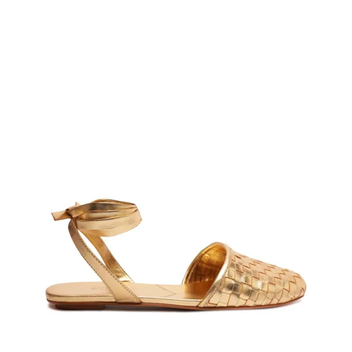 Pumps Ariel Woven Leather Flat Gold Schutz Shoes Pumps